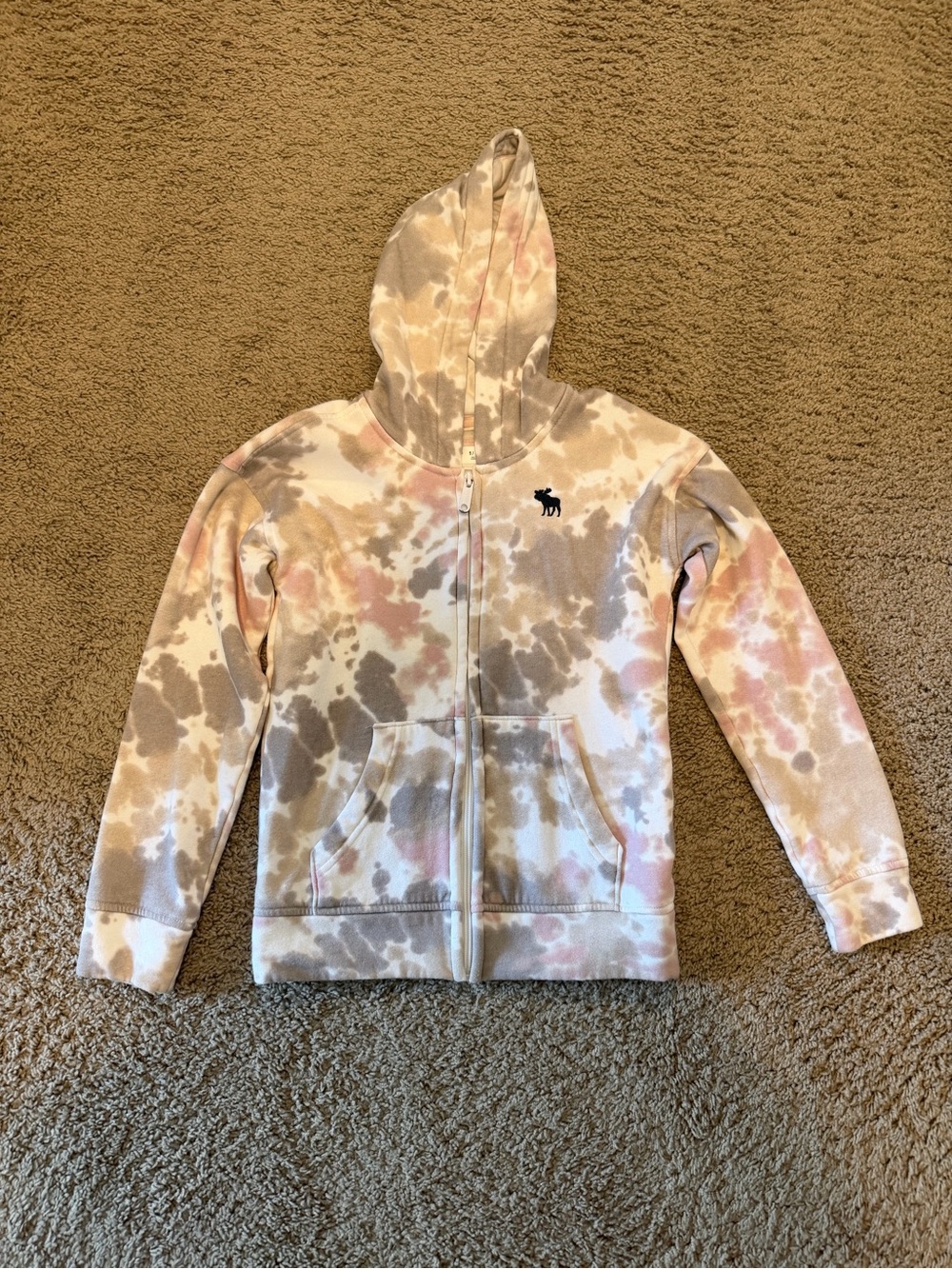 Abercrombie & Fitch Kids Tie-Dye Zip Hoodie - Beige, Pink, White
